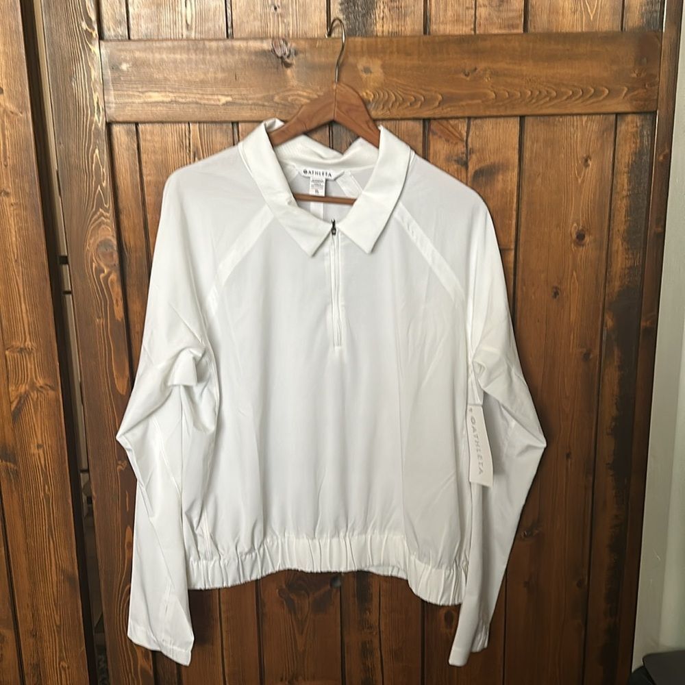 Athleta Advantage Polo Top Quarter Zip Pullover in Bright White Size XL - Picture 3 of 8